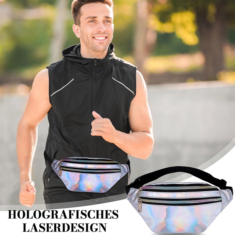 Bum Bag Fashion Waterproof Belt Bag, silver, Unit size, sportswear