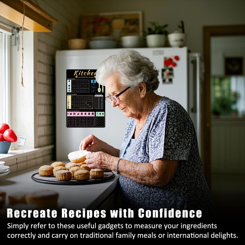 Kitchen Conversion Chart Magnet for Refrigerator,Measurements Conversion Chart,Baking Supplies Baking