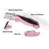 WORKPRO Folding Utility Knife Quick Change Box Cutter Pink Razor