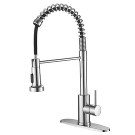 VOTON Kitchen Faucets with Pull Down Sprayer, Modern Chrome High Arc Spring Farmhouse Sink Faucet with Dual Function Sprayer Faucet for Bar Rv Kitchen Laundry Utility