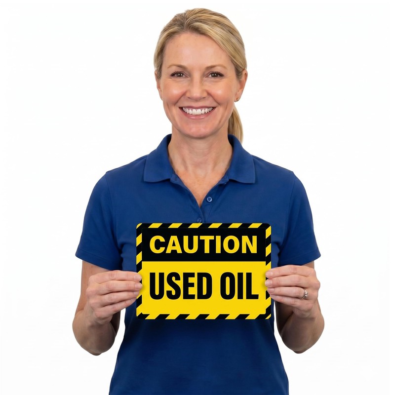 Anobell Caution Used Oil Labels - 20 Pack 7"x5" Adhesive
