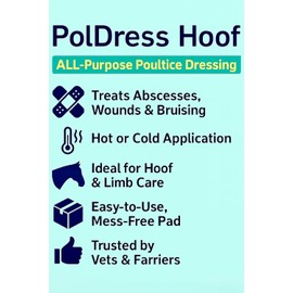 VetSet PolDress Horse Hoof Poultice (3-Pack) | Vet-Approved Hoof & Wound Dressing for Horses | Treats Abscess, Swelling, Infection | Hot, Cold, or Dry Use | 15cm x 14cm Pads