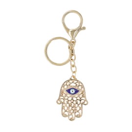 Jasimkiss Evil Eye Keychains Car Key Ring Bag Purse Keychains Good Luck Amulet protection Charm Keychains (Gold)