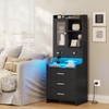ADORNEVE Tall Night Stand with Charging Station and LED Lights,49.2"