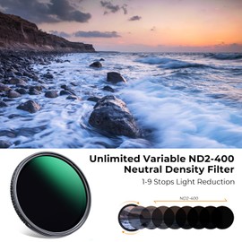 K&F Concept 67mm Variable ND Filter ND2-ND400 (1-9 Stops) Neutral Density Filter 24 Layer Nano Coating Slim AGC Optical Glass (Nano-D Series)