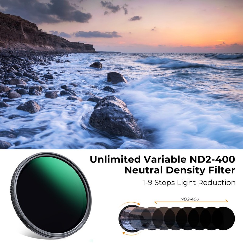 K&F Concept 67mm Variable ND Filter ND2-ND400 (1-9 Stops) Neutral