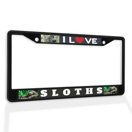 Fastasticdeals Metal Insert License Plate Frame I Love Sloths B Weatherproof Car Accessories Black 2 Holes Solid Insert