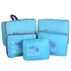 LerBen®5pcs Travel Essential Bag-in-Bag Travel Luggage Organizer Storage Handle Bag Pouch Set Blue