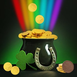 St. Patrick's Day Lucky Belgian Milk Chocolate Gold Coins, Nut-Free, Kosher Certified Dairy, Leprechaun Box (5 Pounds (Bulk))