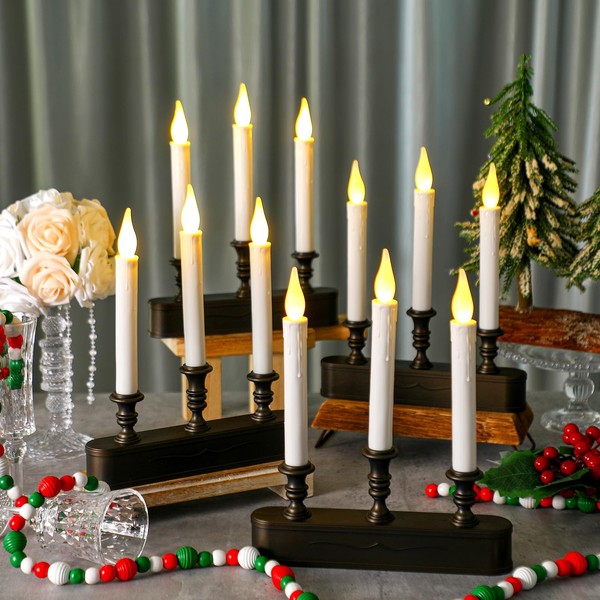 Leinuosen 4 Pack Christmas LED Window Candle 3 Window Candelabra
