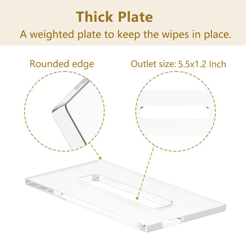 Wipes Holder, Wipes Container Refillable, Acrylic Dispenser Box for Disposable