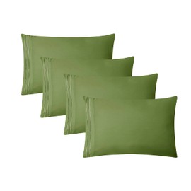 Clara Clark Pillow Cases King - Ultra Soft Pillow Cover, Lightweight Microfiber Pillow Cases Set of 4 - Envelope Closure Pillowcases, Calla Green.