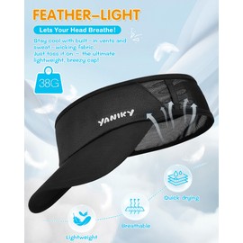 YANIKY Kids Sun Visor Hats for Girls Boys Lightweight UPF50+ Packable Sun Hat for Running Golf Outdoor Sports (US, Alpha, One Size, Black)