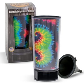 Tie Dye by Spit Bud - The Ultimate Spittoon for Chew - Portable Dip & Snuff Cup with Lid, Pop Tab, Spill-Proof Funnel, Can Cutter & Holder - Fit in Cup Holders - Holds 8oz - Made in USA