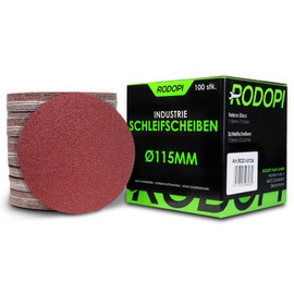 RODOPI RedDevil Velcro Sanding Discs 115 mm Grit 40-320 Sandpaper for Random Orbital Sanders Unperforated Zirconia Corundum Sanding Pads Round Velcro Disc - Pack of 100 Mix