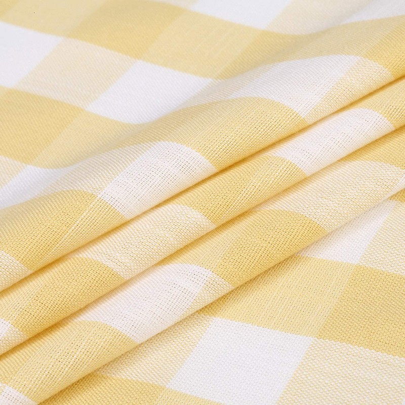 Bapawfish Yellow White Cafe Kitchen Curtains 45 Inches Length, Buffalo