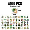 100 Cartoon Stickers, Creative Cat And Plant Stickers, Various Graffiti