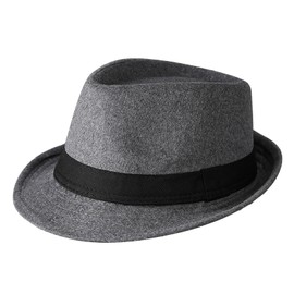 TINAYAUE Men's Gentleman Hat Mid-Elderly Fedora Hat Winter Warm Trilby Hat Old Man Elegant Woolen Hats Outdoor Travel Party Top Hat Birthday Gift for Dad Grandpa Panama Jazz Cap