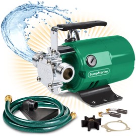 SumpMarine Water Transfer Pump, 115V 330 Gallon Per Hour - Portable Electric Pump with 6' Hose Kit, Remove Water From Pools, Rain Barrel, Aquariums