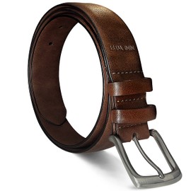 Nine West Mens Belt Vegan Leather Regular Dress Casual Everyday Belt 32mm Wide, Catskill Brown Belt Designed in the USA, XL