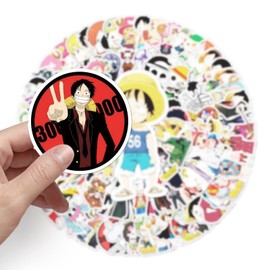 ONE Piece Stickers,100 Pcs Anime One Piece Graffiti Vinyl Waterproof Decals for Water Bottles Computer Bicycle Skateboard Luggage Phone Pad Laptop Kids Teens Adults Stickers Pack
