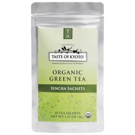 TASTE OF KYOTO Sencha Green Tea Sachets, Premium, 18Count