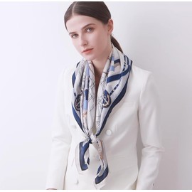 MEISEE 100% Pure Mulberry Silk Scarf 43”*43” Large Square Lightweight Headscarf Women’s Hair Wraps Shawls with Gift Packed (White Sailboat)