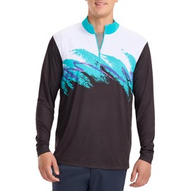 Tipsy Elves Men's Quarter Zip Golf Pullover - Performance Golf Shirts for Men w/ 4-Way Stretch Moisture Wicking Fabric - Men's Black Midnight Rip 'N Sip Athletic Fit Golf Pullover Size Large