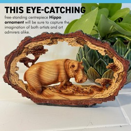 SOLITARY HIPPO IN WOOD EFFECT RESIN |Ornaments for The Home | Home Accessories | Animal Lover Gift Birthday Friendship Gifts | Wildlife Lover Gift| Ornaments | Hippopotamus