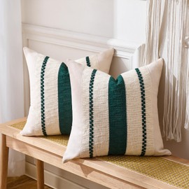 Aisybaklyn Cushion Cover, 50 x 50 cm, Boho Decoration, Set of 2, Decorative Cushions, Sofa Cushion Covers, Modern Cotton Green Couch Cushion, Decorative Cushion Cover for Sofa, Living Room, Bedroom