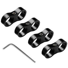 DXNQ 4PCS 6AN Hose Separator Clamp, Fuel Line Mounting Clamp Aluminum Hose Separator with Hex Wrench, Hose Fitting Adapter Divider for 3/8 Fuel Hose Oil Line Brake Line Water Pipe