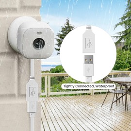 50 ft Cable for Wyze Cam v4 Cameras, USB Male to Female Flat Charging Cord for Wyze Cam Pan V3, White