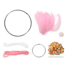 PATIKIL DIY Dream Catcher Kit, Making Dream Catcher Supplies Wall Hanging Handmade Dream Catcher Kits for Beginner Style 4, Pink