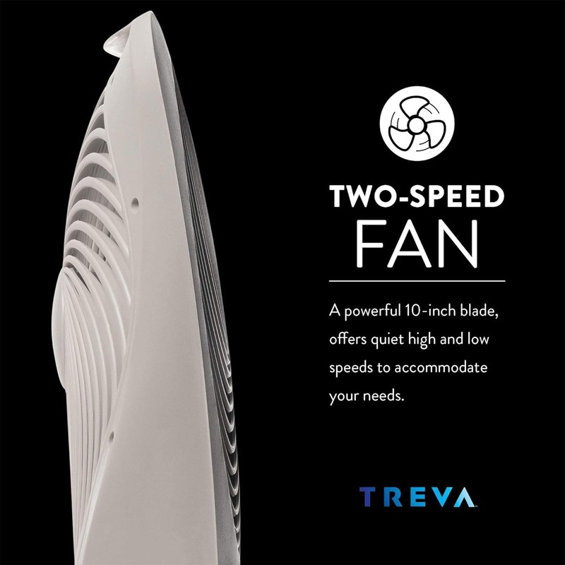 Treva 10-Inch Portable Fan, Powered by Battery and/or AC Adapter