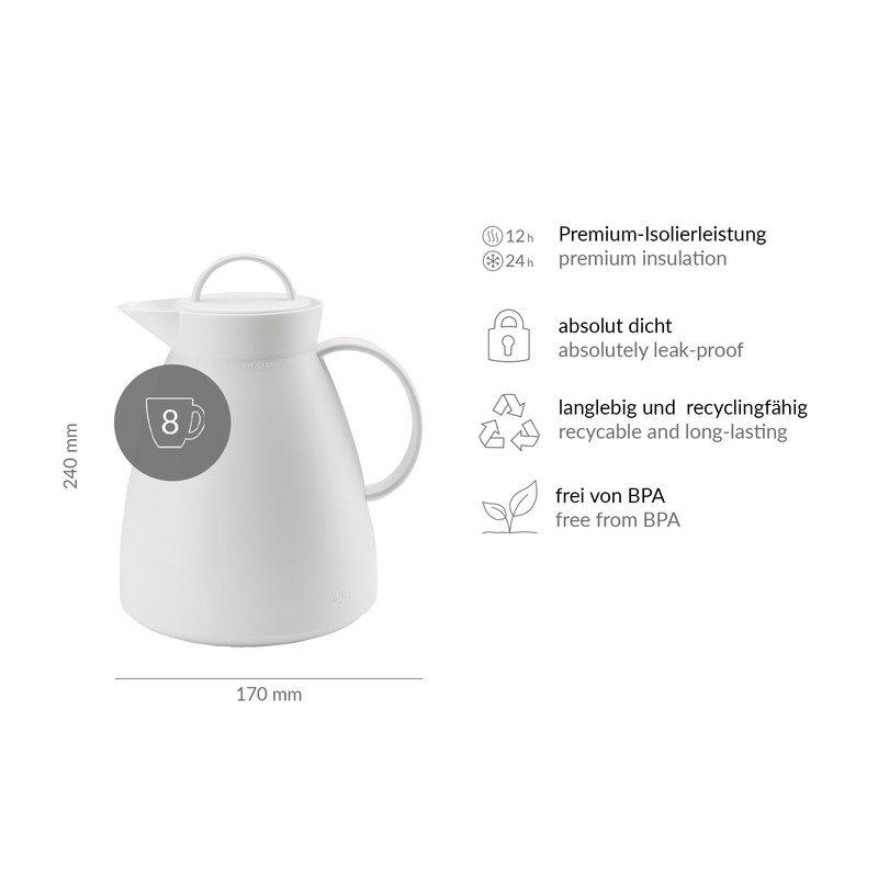 Insulated Flask 1 L Dan weiß gedeckt