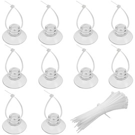 Uniclife 10 Pack Aquarium Suction Cups and 20 Pieces Adjustable Zip Ties Cables Set Fish Tank Tools for Binding Moss Holding Airline Tubing Decorations Shrimp Nests and Reptile Hammocks