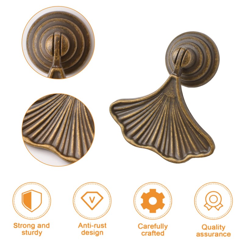 MOROBOR Ginkgo Leaf Shape Knob Handles, 4 PCS Drop Pendant