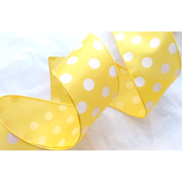 RG Expressions White Polka Dot Yellow Satin 2.5" x 5
