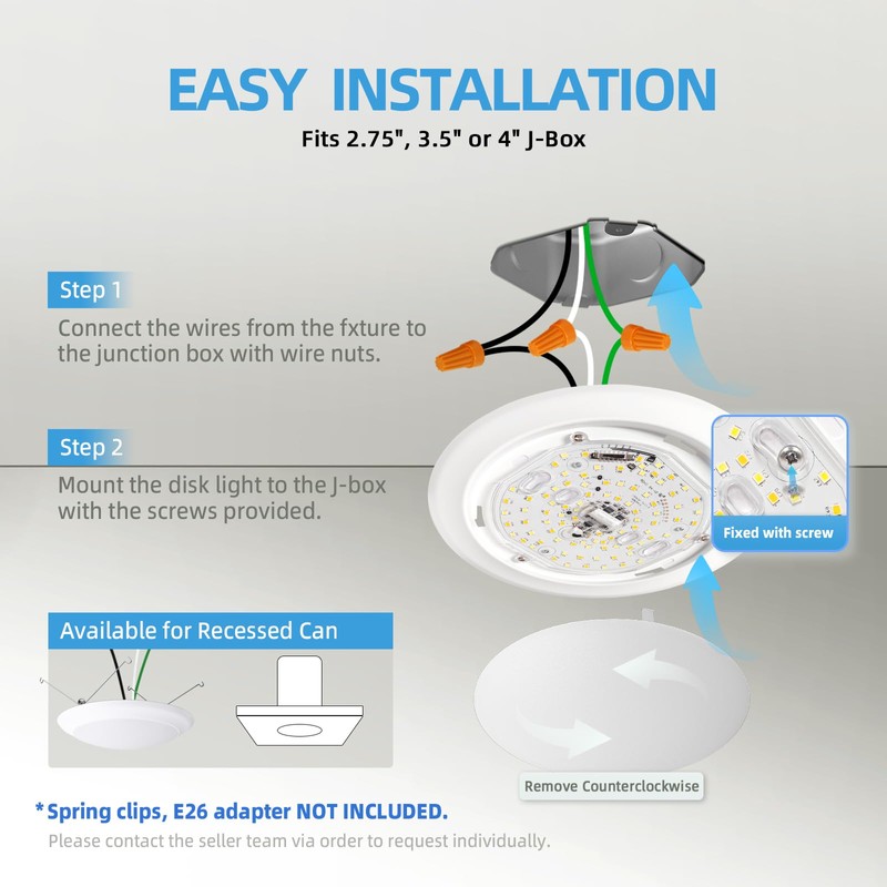 ECOELER 6Inch LED Ceiling Disk Light, Dimmable Retrofit Surface Mount