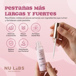 Nu Labs Suero Acondicionador para Pestañas con Biotina, Arginina y Péptidos - Fórmula para Pestañas con Apariencia Más Larga y Fuerte - Cruelty Free, 6 ml
