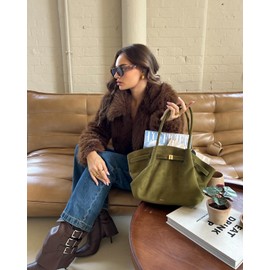 JW PEI Women's Hana Medium Faux Suede Tote Bag - Dark Olive