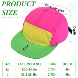 Cindeer 80s 90s Neon Hat Nylon Cap Retro Adjustable Cap for Women Men 80s Costumes Accessories 90s Theme Party(M,Neon Green Brim)
