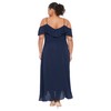 London Times Women's Plus Size Cold Shoulder Hi-Low Maxi Dress