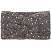 styleBREAKER 04026029 Women's Knitted Headband with Beads, Metallic Yarn and