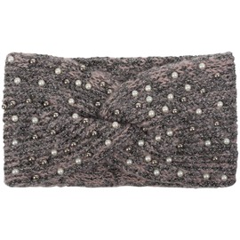styleBREAKER 04026029 Women's Knitted Headband with Beads, Metallic Yarn and Knots, Headband -