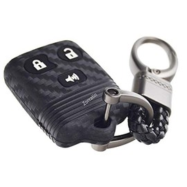 Carbon Silicone Key Fob Cover Protector with Keychain for 3 buttons 1998-2016 Ford F150 F250 F350 CWTWB1U331