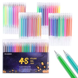 HUJUGAKO Gel Pen Fine Tip Pens with 150% More Ink for Adults Coloring Books Drawing Doodling Crafts Scrapbooks Bullet Journaling 48 Color