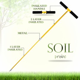 FEBTECH - Septic Tank Probe - Insulated Metal Soil Probe Rod - 60-Inch Long Overall, 3/8" Septic Tank Finder Probing Rod,Septic Tank Locator Tool For Gardening, Agriculture, Septic Systems