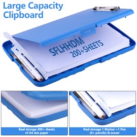 Clipboard with Storage for Office Supplies Clip Boards 8.5x11 with Storage for Nurse,Side Open Nurse Clipboard Foldable Storage Clipboard,Plastic Clipboard with Low Profile Clip Clip Board-Blue