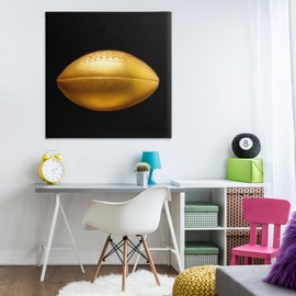 Stupell Industries Gold Designer Football Canvas Wall Art Design by Graffi*tee Studios, 36 x 36